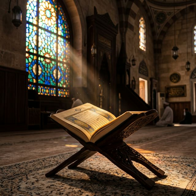 Open Quran showing Surah Al-Kahf Arabic text